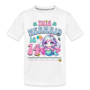 Sirène 14e anniversaire Fille Enfants - T-shirt bio Premium Enfant - blanc - Devant