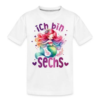 Geburtstag 6 Meerjungfrau Mädchen Sechs 6 Jahre al - Kinder Premium Bio T-Shirt - Weiß - Vorne