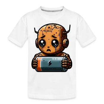 Bot-Roboter mit leerem Akku - Kinder Premium Bio T-Shirt - Weiß - Vorne