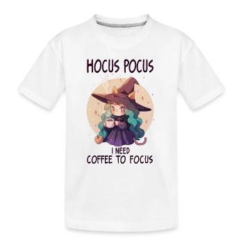 Cute Witch Cat Ears Coffee Halloween - Kids' Premium Organic T-Shirt - white - Front