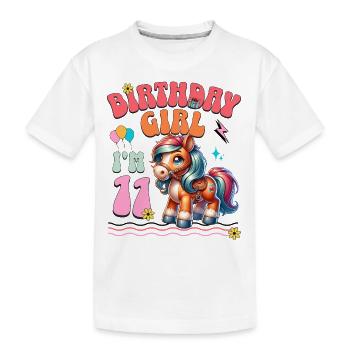 11th Birthday Girl Horse Riding - Kids' Premium Organic T-Shirt - white - Front