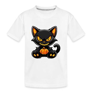Katze Halloween Kater - Kinder Premium Bio T-Shirt - Weiß - Vorne