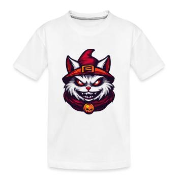 Halloween Kater Katze - Kinder Premium Bio T-Shirt - Weiß - Vorne