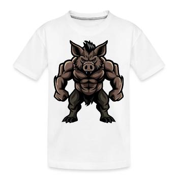 wildschwein comic - Kinder Premium Bio T-Shirt - Weiß - Vorne