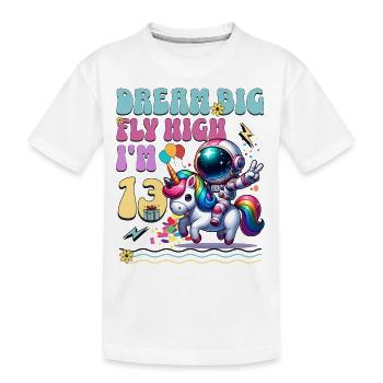 Astronaute Licorne 13e anniversaire - T-shirt bio Premium Enfant - blanc - Devant