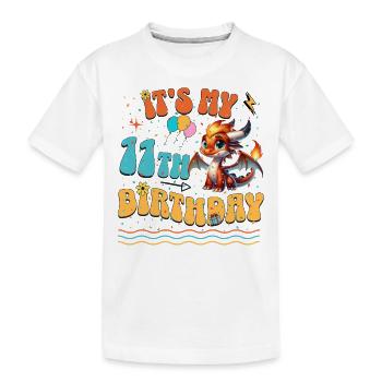 Dragon 11th Birthday Dragon - Kids' Premium Organic T-Shirt - white - Front