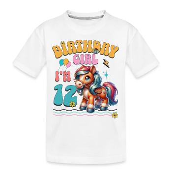 12e anniversaire fille équitation - T-shirt bio Premium Enfant - blanc - Devant