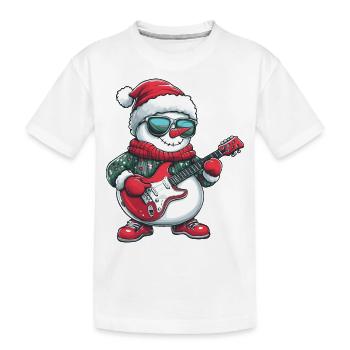 Snowman Christmas Rocker Guitar - Kids' Premium Organic T-Shirt - white - Front