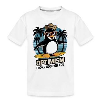 L’optimisme vous va bien Pingouin surfeur - T-shirt bio Premium Enfant - blanc - Devant