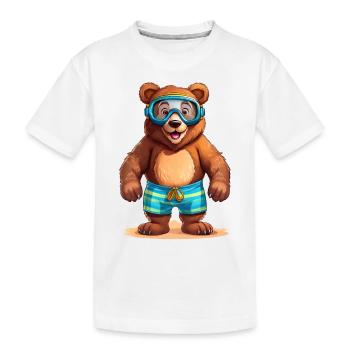 Ours brun avec maillot de bain et lunettes de plongée à la mer - T-shirt bio Premium Enfant - blanc - Devant