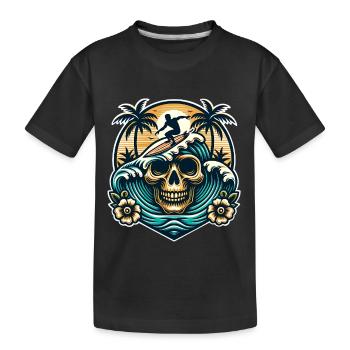 Surfing Surfer skull - Kids' Premium Organic T-Shirt - black - Front