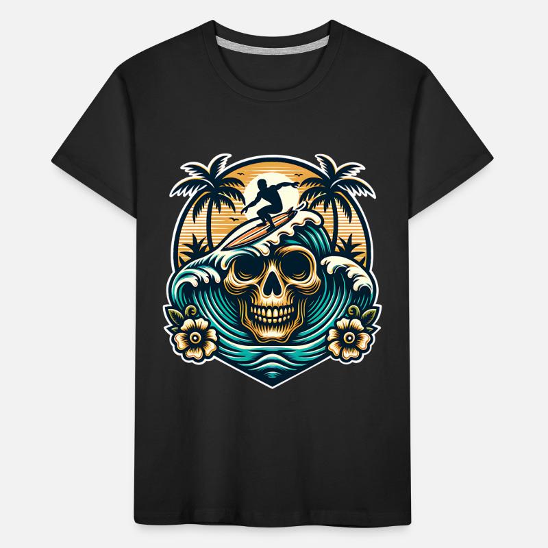 Crâne de surfeur de surf T-shirt bio Premium Enfant