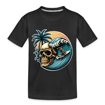 Surfing Surfer skull - Kids' Premium Organic T-Shirt - black - Front