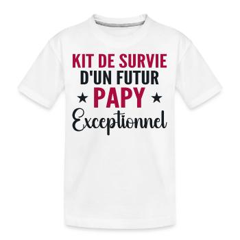 Kit De Survie Futur Papy Cadeau personnalisé - T-shirt bio Premium Enfant - blanc - Devant