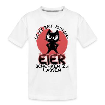 Zeit für Eier – Katze mit Haltung und Ansage - Kinder Premium Bio T-Shirt - Weiß - Vorne