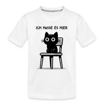 Ich hasse es hier - Süße schwarze Katze Zynisch - Kinder Premium Bio T-Shirt - Weiß - Vorne