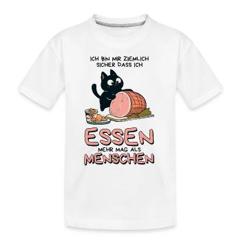 Lieber Essen als Menschen - Süße Schwarze Katze - Kinder Premium Bio T-Shirt - Weiß - Vorne