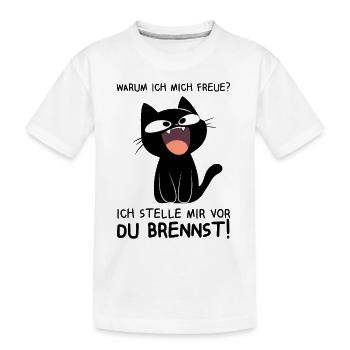Ich stelle mir vor du brennst - Schwarze Katze - Kinder Premium Bio T-Shirt - Weiß - Vorne