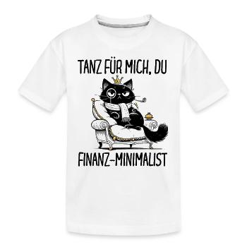 Tanz Finanz-Minimalist - Katzenkönig auf Thron - Kinder Premium Bio T-Shirt - Weiß - Vorne