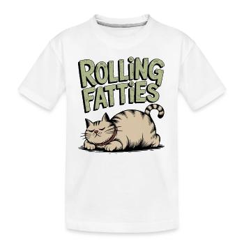 Rolling Fatties Katze Humor - Kinder Premium Bio T-Shirt - Weiß - Vorne