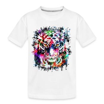 Tigre - Tête de tigre colorée - Chat tigre - T-shirt bio Premium Enfant - blanc - Devant