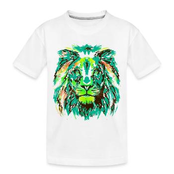 Schöner Löwe - Bunter Löwenkopf - Katzenaugen - Kinder Premium Bio T-Shirt - Weiß - Vorne