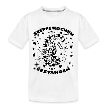 Seepferd Bestanden - Kinder Premium Bio T-Shirt - Weiß - Vorne