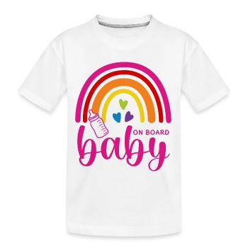 Boho Rainbow Hearts Baby Bottle Baby on Board - Kids' Premium Organic T-Shirt - white - Front