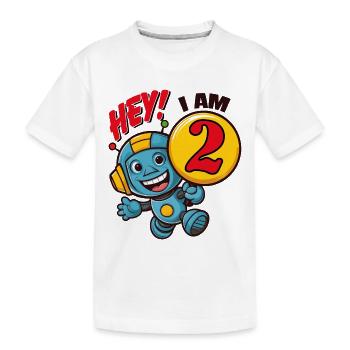 Fête d’anniversaire d’un an pour enfants petit robot mignon - T-shirt bio Premium Enfant - blanc - Devant