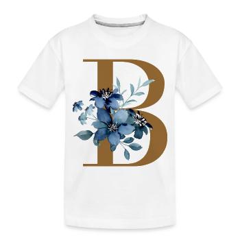 Floral B – Lettre dorée avec des fleurs - T-shirt bio Premium Enfant - blanc - Devant