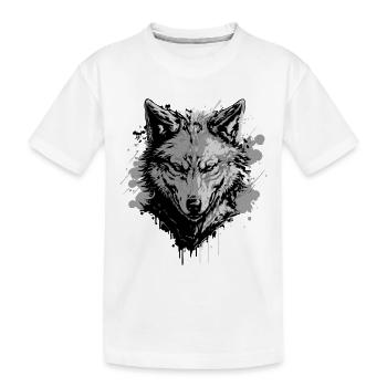 Grauer Wolf – Starkes Tiermotiv - Kinder Premium Bio T-Shirt - Weiß - Vorne