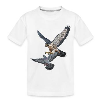 Le faucon pèlerin attrape un pigeon - T-shirt bio Premium Enfant - blanc - Devant