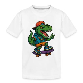 T-Rex Street Skater  - Kinder Premium Bio T-Shirt - Weiß - Vorne