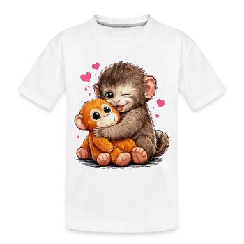Affe Punch Lustig Geschenk Süß - Kinder Premium Bio T-Shirt - Weiß - Vorne