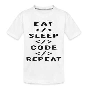 Répétition du Code Manger Sommeil - Icône de Code - T-shirt bio Premium Enfant - blanc - Devant