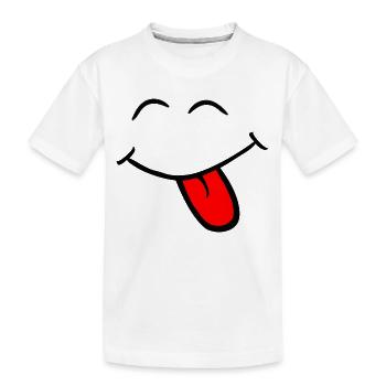 Bouh ! Smiley qui tire la langue - T-shirt bio Premium Enfant - blanc - Devant