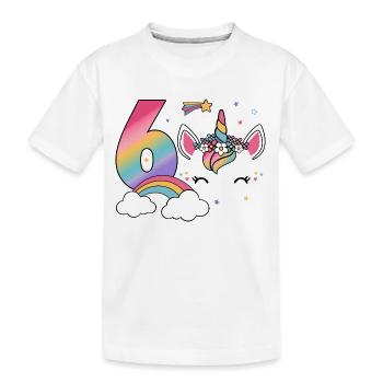 6. Geburtstag Sechster Geburtstag Einhorn Mädchen - Kinder Premium Bio T-Shirt - Weiß - Vorne