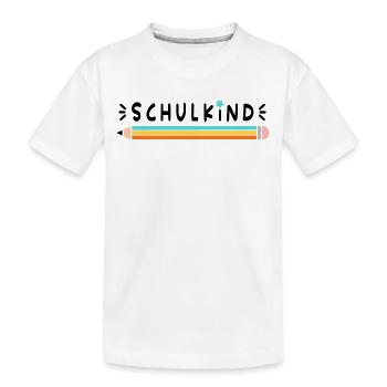 Einschulung, Schulkind, Stift, schwarze Schrift - Kinder Premium Bio T-Shirt - Weiß - Vorne