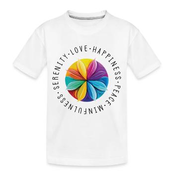 Gelassenheit - Meditation - Liebe - Freude - Kinder Premium Bio T-Shirt - Weiß - Vorne