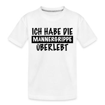 lustiger Spruch MÄNNERGRIPPE ÜBERLEBT kranker Mann - Kinder Premium Bio T-Shirt - Weiß - Vorne