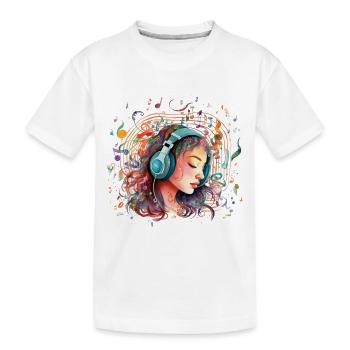 Fille avec des écouteurs écoutant de la musique 2 - T-shirt bio Premium Enfant - blanc - Devant
