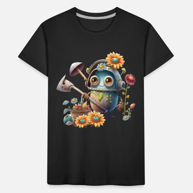 Robot mignon dans le jardin T-shirt bio Premium Enfant