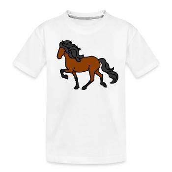 Islandpferd, Brauner, heller - Kinder Premium Bio T-Shirt - Weiß - Vorne