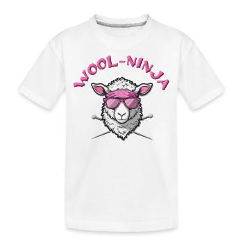 Wool-Ninja - mouton cool avec des aiguilles à tricoter - T-shirt bio Premium Enfant - blanc - Devant