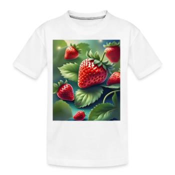 Un tas de fraises fraîchement cueillies - T-shirt bio Premium Enfant - blanc - Devant