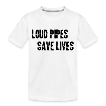 Motorrad LOUD PIPES SAVE LIVES Geschenk - Kinder Premium Bio T-Shirt - Weiß - Vorne