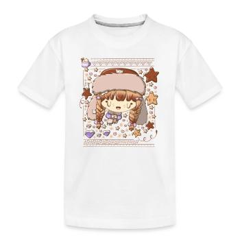 Chocolate festive bubble head cutie - Kids' Premium Organic T-Shirt - white - Front