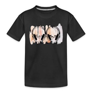 Liebe und Musik. Kopfhörer. - Kinder Premium Bio T-Shirt - Schwarz - Vorne