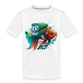 Regenbogenfisch Illustration - Kinder Premium Bio T-Shirt - Weiß - Vorne