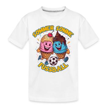 Soleil d’été Soccer Rire Coups de pied Cornets de crème glacée - T-shirt bio Premium Enfant - blanc - Devant